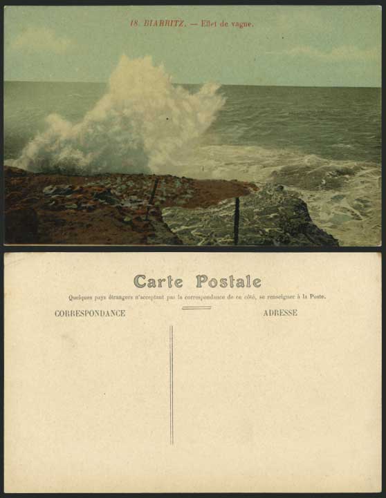 France BIARRITZ Old Postcard ROUGH SEA - Effet de Vague