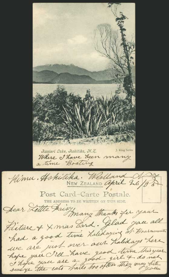 New Zealand 1905 Old UB Postcard Kanieri Lake, Hokitika