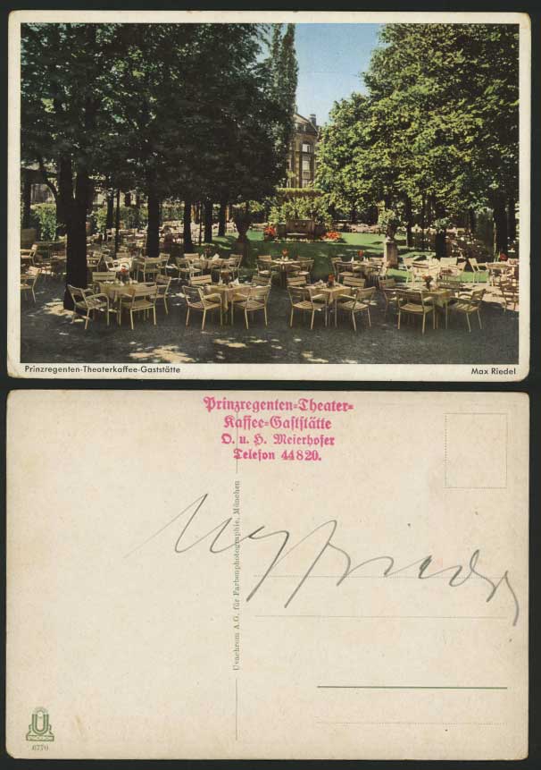 Prinzregenten Theaterkaffee Gaststaette Old Postcard
