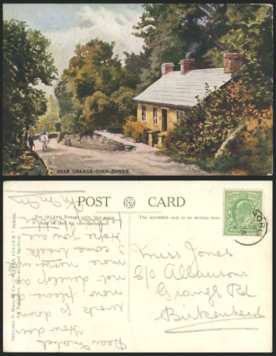 GRANGE-OVER-SANDS Bernard P. Hall ART 1909 Old Postcard