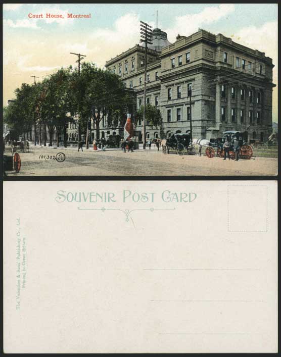 Canada Old Postcard COURT HOUSE Montreal Horse Carriage
