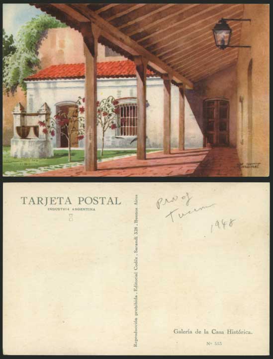 Argentina 1948 Old Postcard - Galeria de Casa Historica
