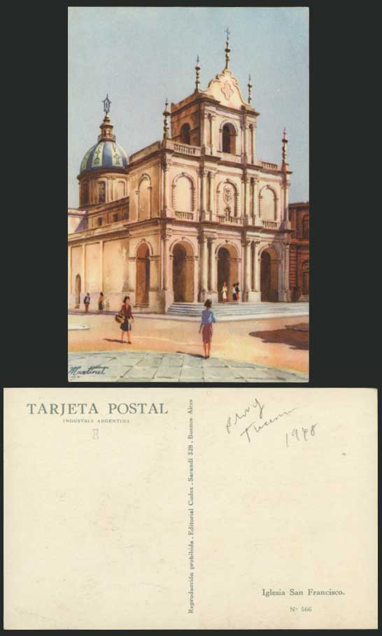 Argentina 1948 Old ART Postcard - Iglesia San Francisco