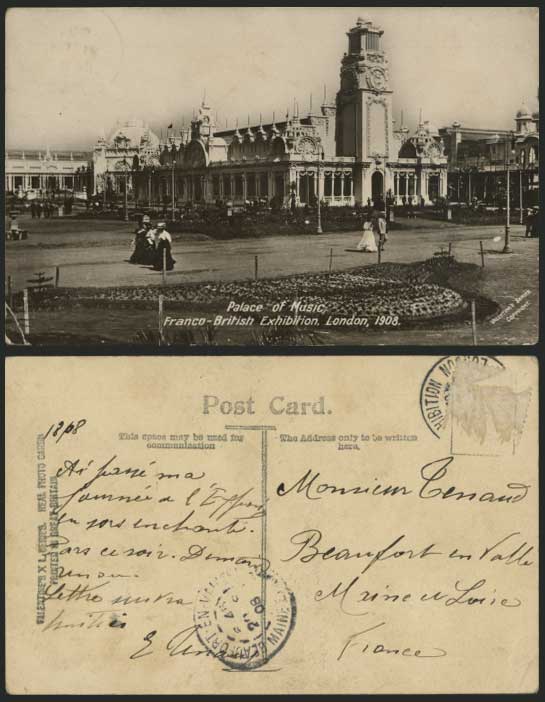 FRANCO-BRITISH EXHIBITION Palace of Music 1908 Postcard