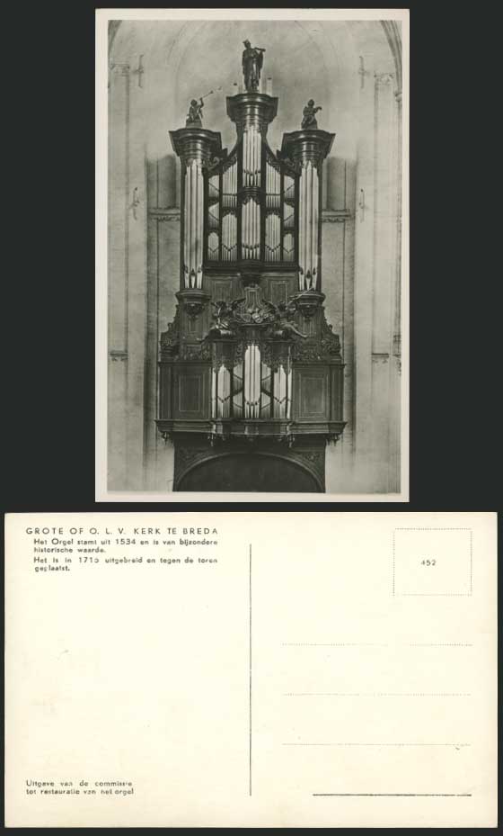 GROTE OLV KERK TE BREDA Old Postcard Pipe Organs Church