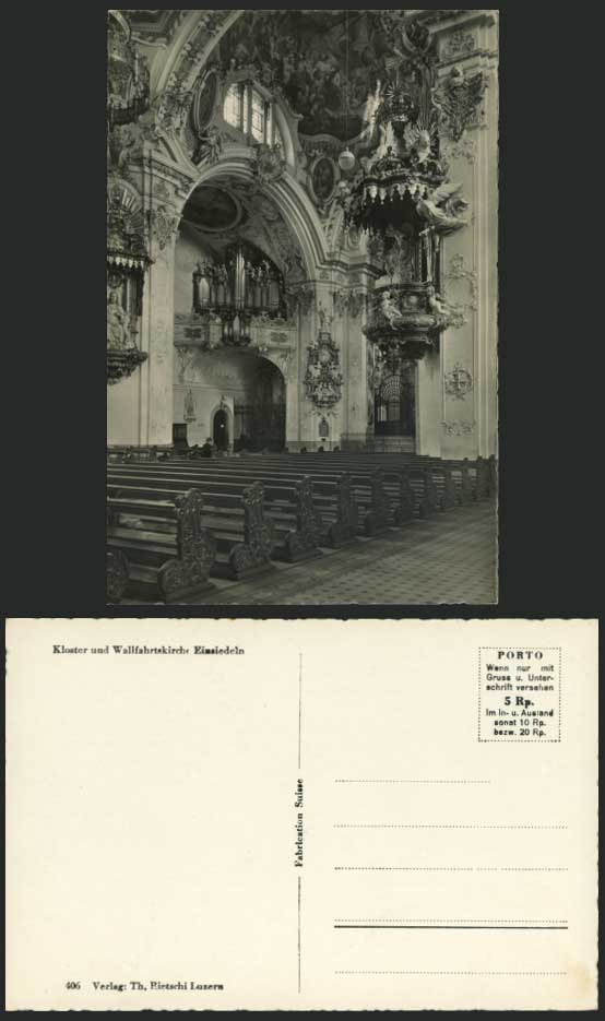 Kloster Wallfahrtskirche EINSIEDELN Old Postcard Organs