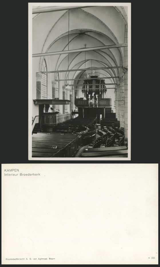 KAMPEN Interieur Broederkerk Church Old Postcard ORGAN