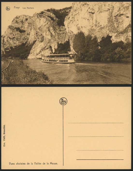 FREYR Les Rochers Ferry Boat Old Postcard Vallee Meuse