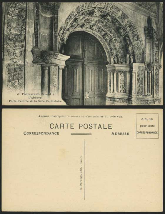 Fontevraud Abbey - Salle Capitulaire Porte Old Postcard