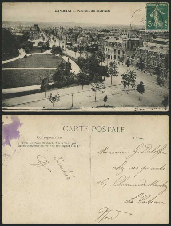 CAMBRAI 1912 Old Postcard Panorama - Boulevards Streets