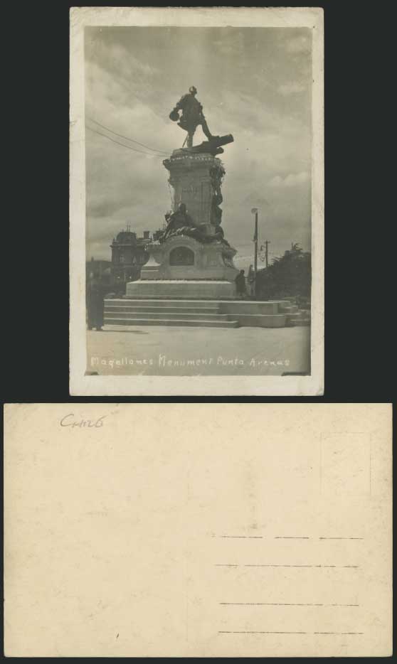 Chile Old RP Postcard Magellanes Monument, Punta Arenas