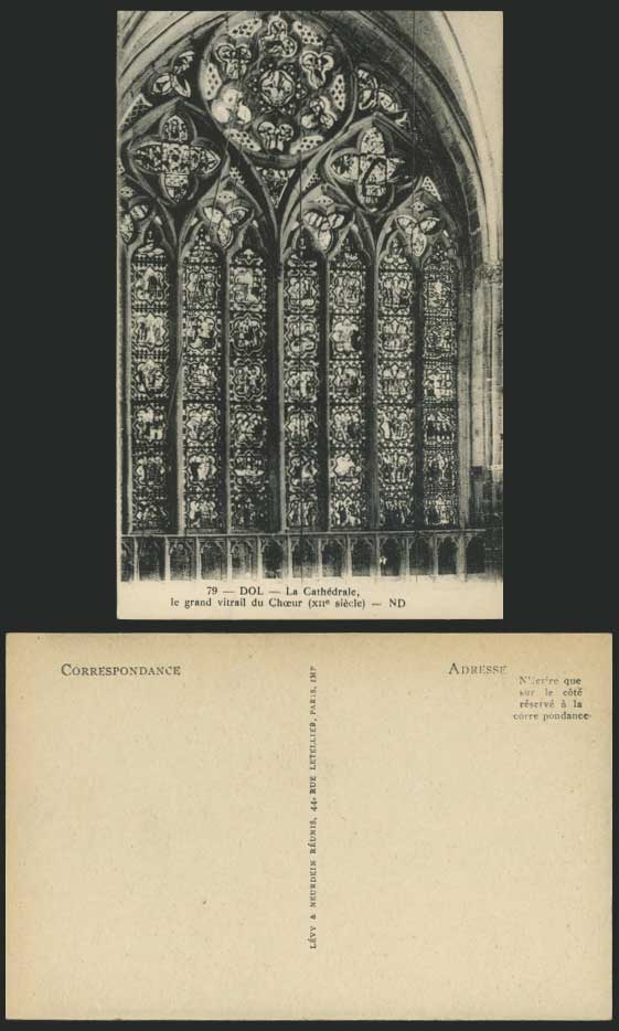 DOL Cathedral Vitrail Stained Glass Window Old Postcard