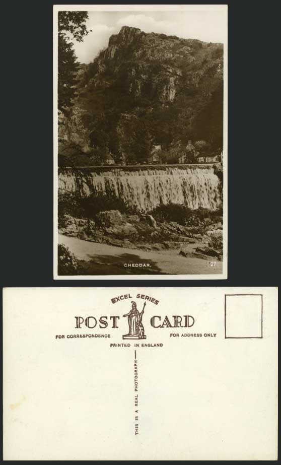 CHEDDAR WATERFALL - Waterfalls Old Real Photo Postcard