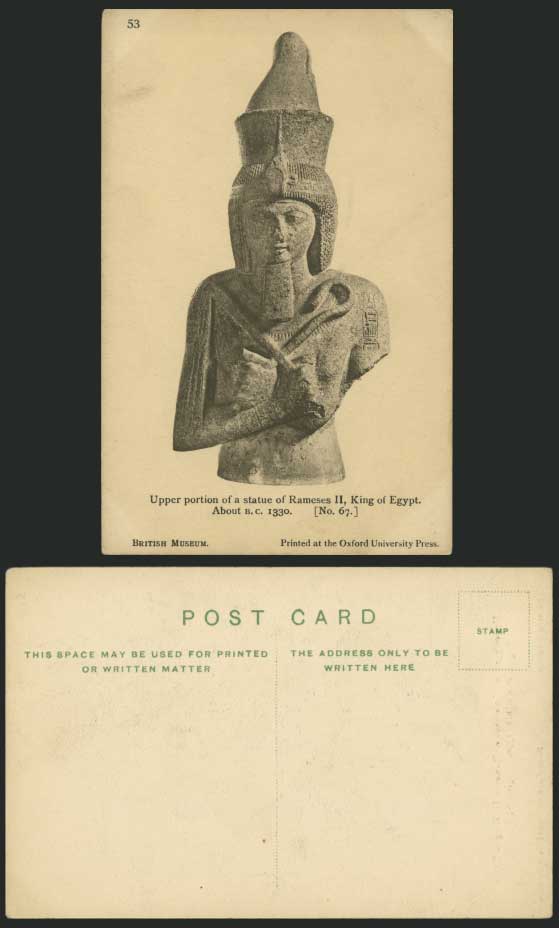 King of Egypt Old Postcard RAMESES II Statue B.C. 1300