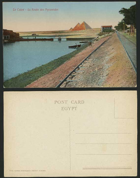 Egypt Old Postcard Cairo Le Caire Route des Pyramides