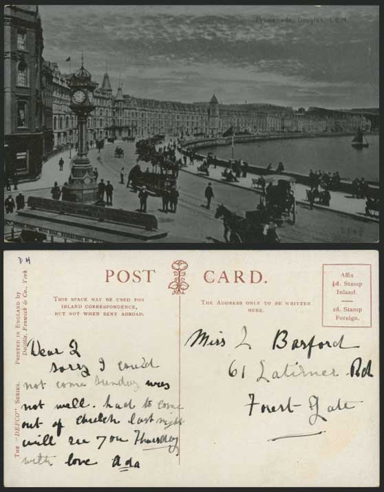 Isle of Man Old Silver Postcard DOUGLAS Promenade