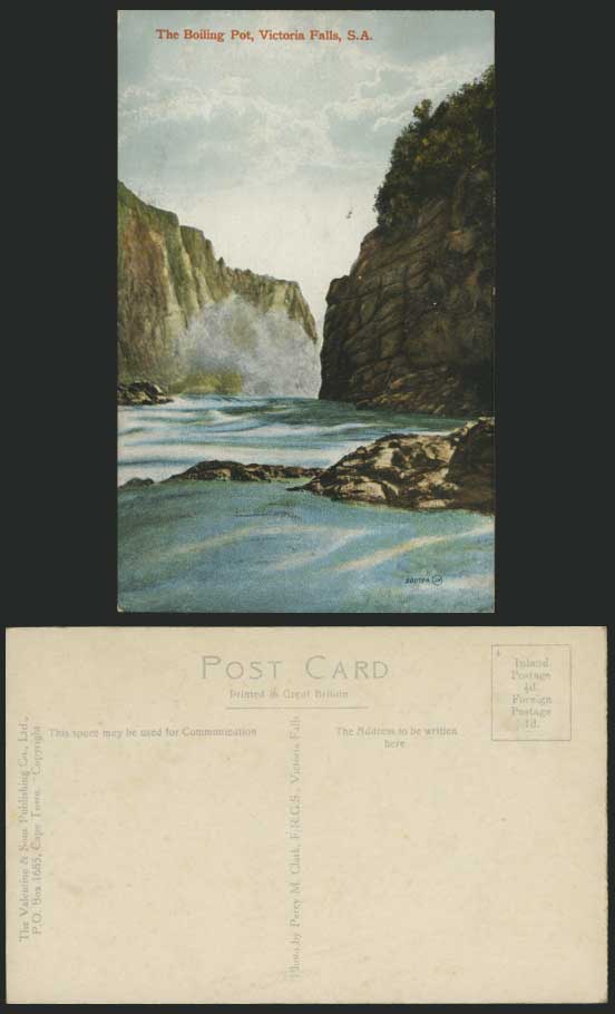 Rhodesia Old Colour Postcard BOILING POT, Victoria Falls River Scene Waterfalls