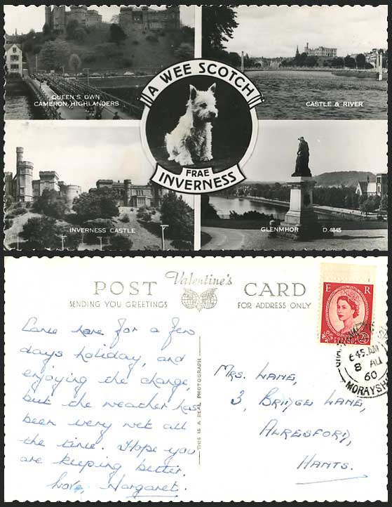 Inverness Castle 1960 Old Postcard Scottish Terrier Dog