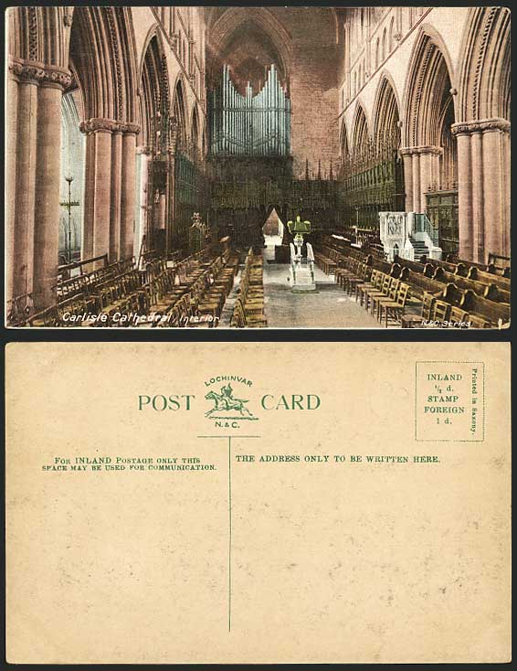 CARLISLE CATHEDRAL Church Interior Pipe Organs Old Postcard Organ