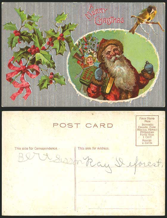SANTA CLAUS Father Christmas, Address Book Old Postcard