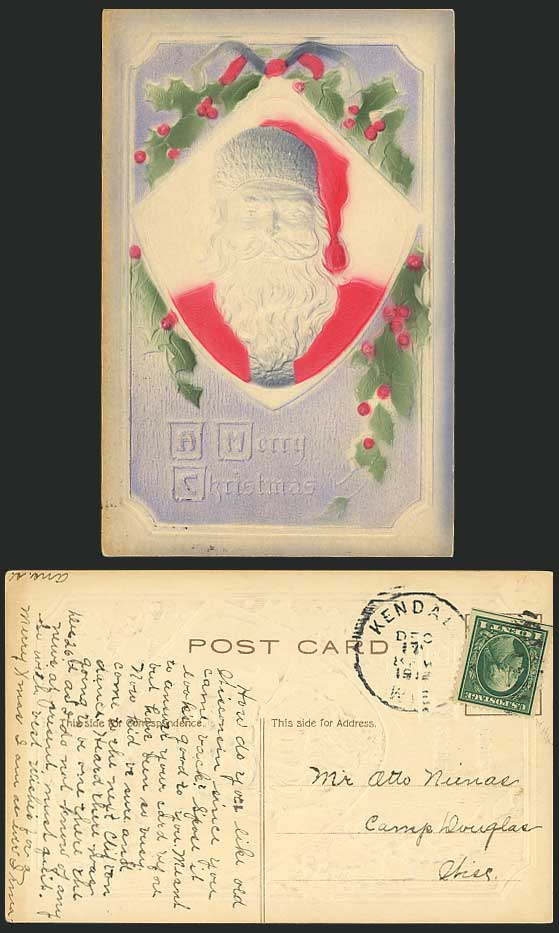 Father Christmas SANTA CLAUS 1913 Old Embossed Postcard