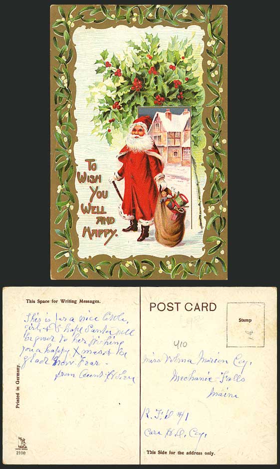 Father Christmas SANTA CLAUS Well & Happy Old Postcard