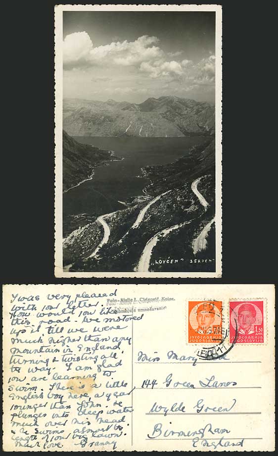 Montenegro Yugoslavia 1937 Old Postcard Lovcen Serpent