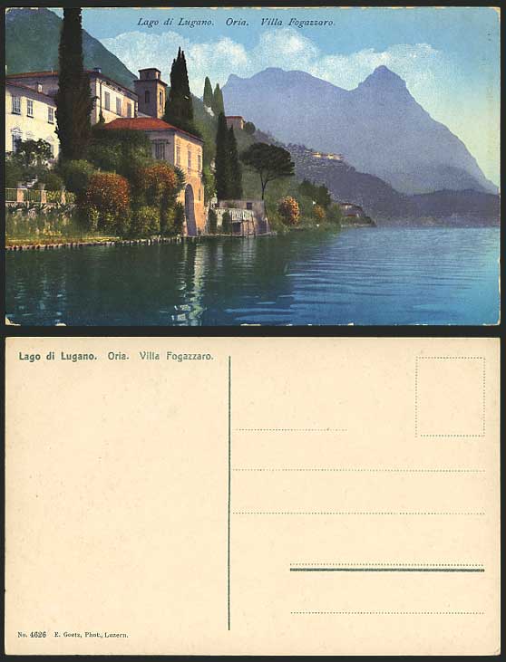 Swiss Old Postcard Lago di Lugano, Oria Villa Fogazzaro