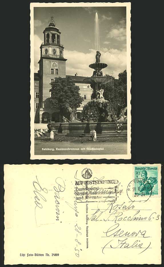 SALZBURG 1930 Old Postcard Residenzburnnen Glockenspiel