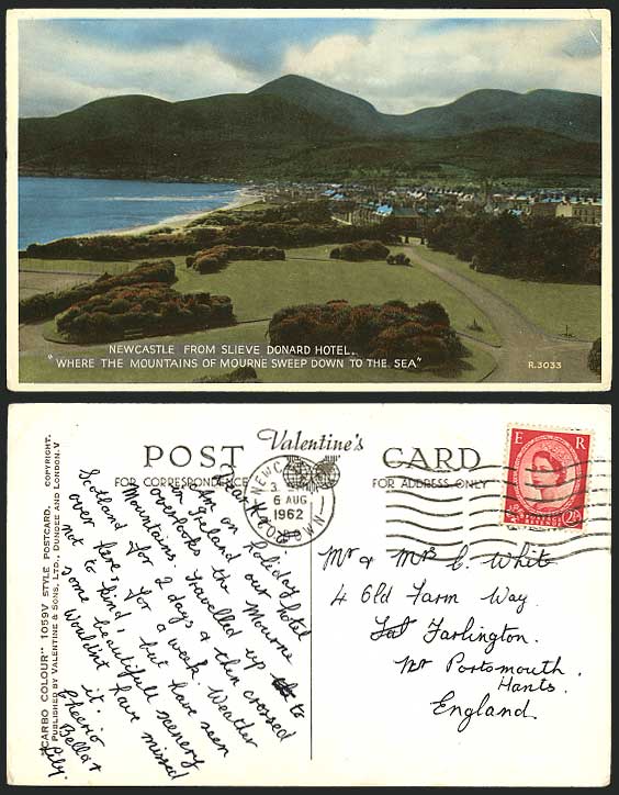 Newcastle Slieve Donard Hotel, Mourne 1962 Old Postcard