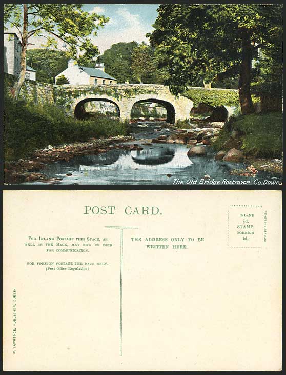 Northern Ireland Down Old Postcard ROSTREVOR Old Bridge