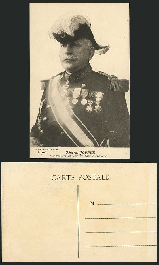 WW1 French GENERAL JOFFRE Potrait Military Old Postcard