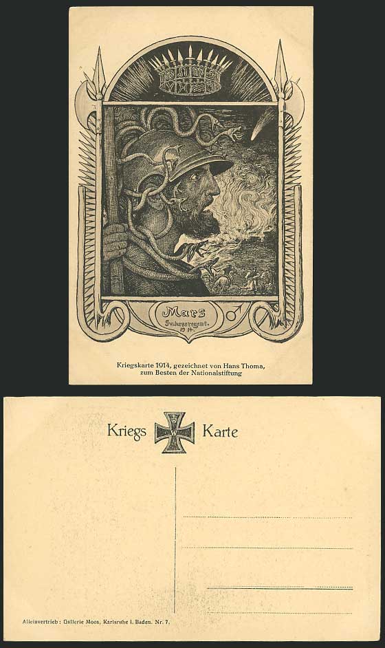 IRON CROSS - Mars Jahresregent 1914 Postcard Hans Thoma