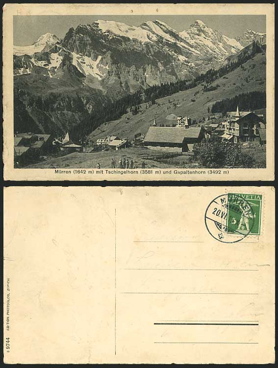 Swiss 1915 Postcard Muerren Tschingelhorn Gaspaltenhorn