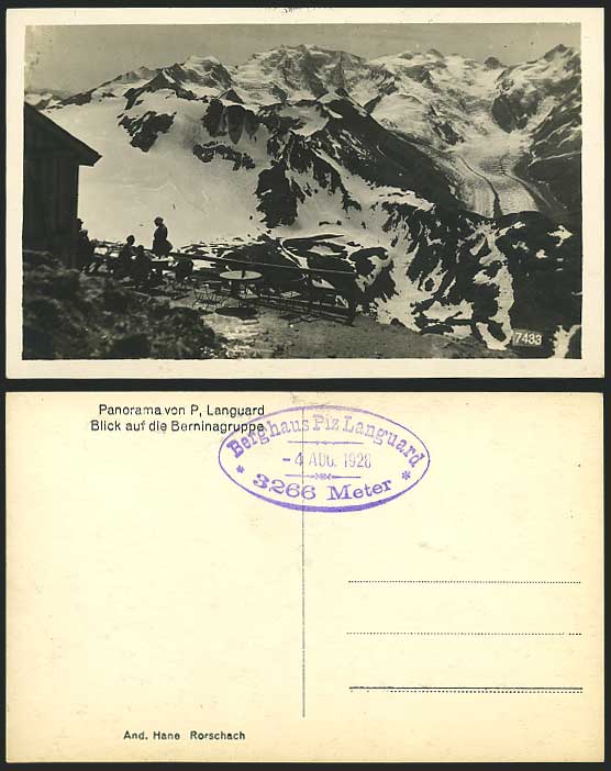 Swiss Piz Languard Berninagruppe 1928 Postcard Panorama