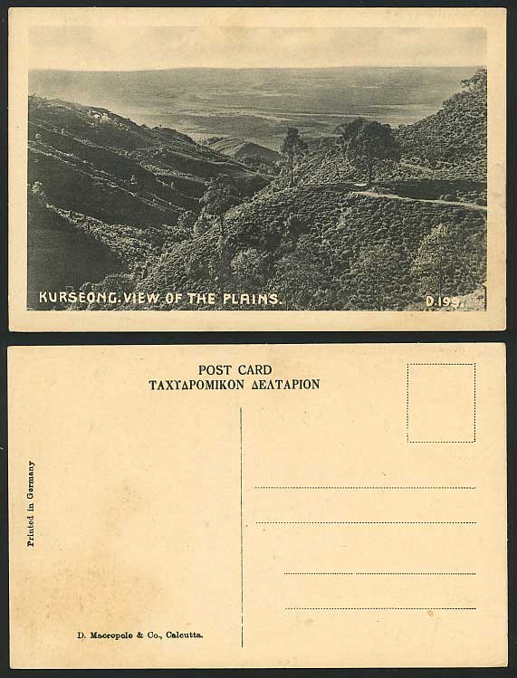 India Old Postcard Darjeeling - KURSEONG View of PLAINS