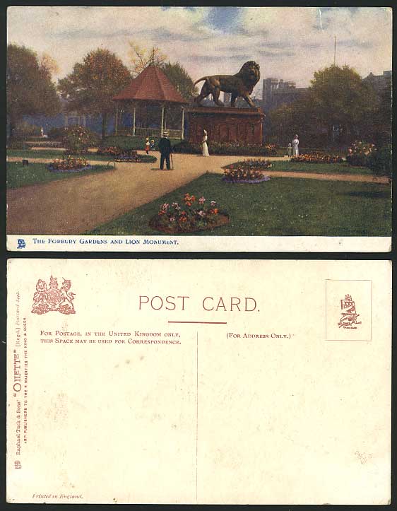 Forbury Gardens Lion Monument Old Tuck's Postcard Berks