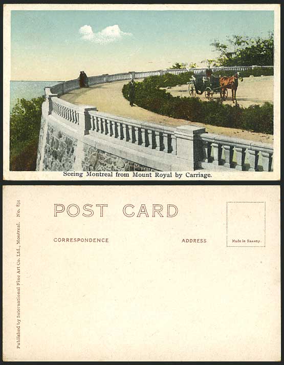 Canada Old Postcard Montreal from Mount Royal, Carriage