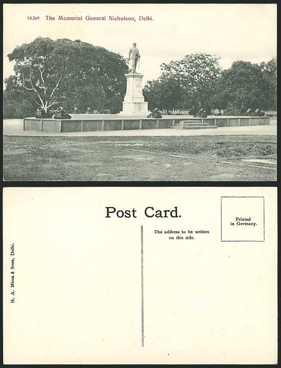 India Old Postcard The Memorial General Nicholson Delhi, British Indian