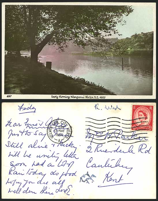 New Zealand 1960 Postcard WANGANUI RIVER, Early Morning