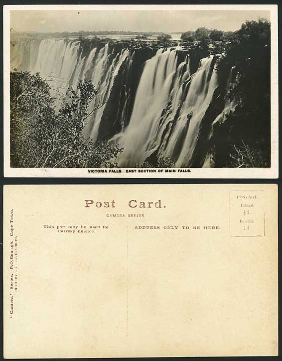 Rhodesia Old RP Postcard MAIN FALL EAST, Victoria Falls