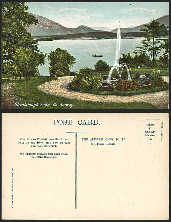 Ireland Old Postcard Glendalough Lake, Wicklow Fountain