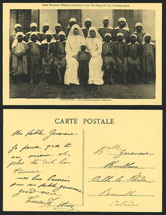 Cameroon Old Postcard Missionaries Nuns & Interns Girls