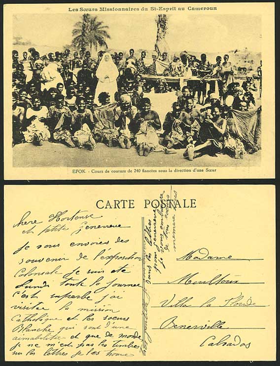 Cameroon Old Postcard EFOK Nuns & Fiancees Women Sewing