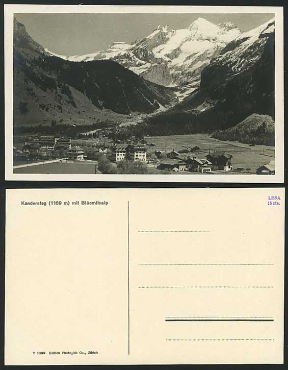Swiss Old Postcard Kandersteg mit Bluemlisalp, Panorama