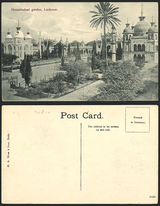 India Old Postcard Hoosainabad Garden Palm Tree Lucknow