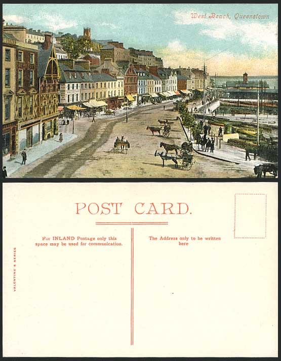 Co Cork Old Postcard WEST BEACH QUEENSTOWN Street Scene
