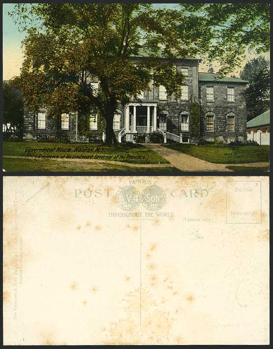 Canada Halifax Old Colour Postcard Government House, Residence