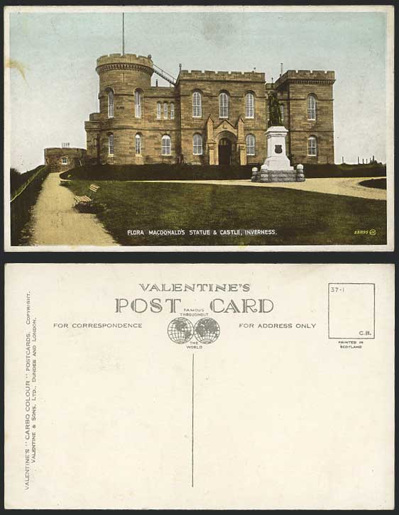Inverness Old Postcard Flora MacDonald's Statue, Castle