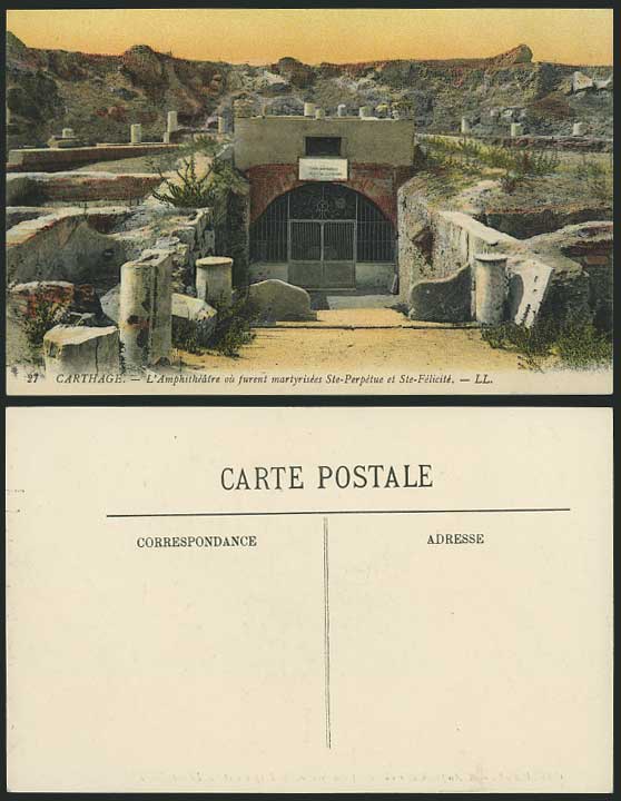 Tunisia Old Postcard CARTHAGE Amphitheatre Ste Felicite